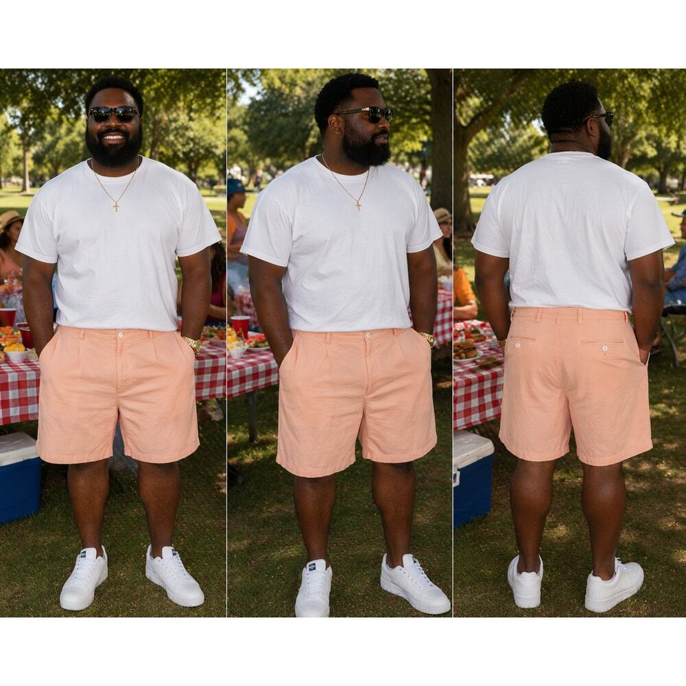 Jos. A. Bank Stays Cool Shorts Mens 40 Peach Cotton Flat Front Casual Shorts